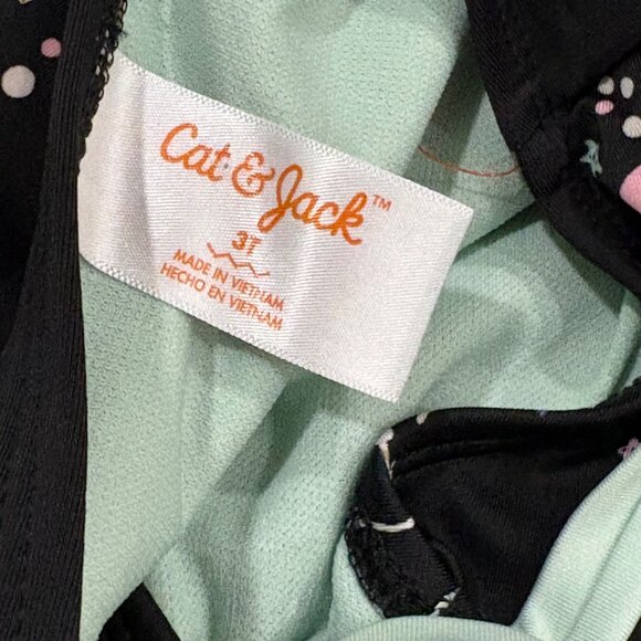 Cat & Jack Girls 3T Space Print Halter One-Piece Swimsuit Black - Picture 3 of 4